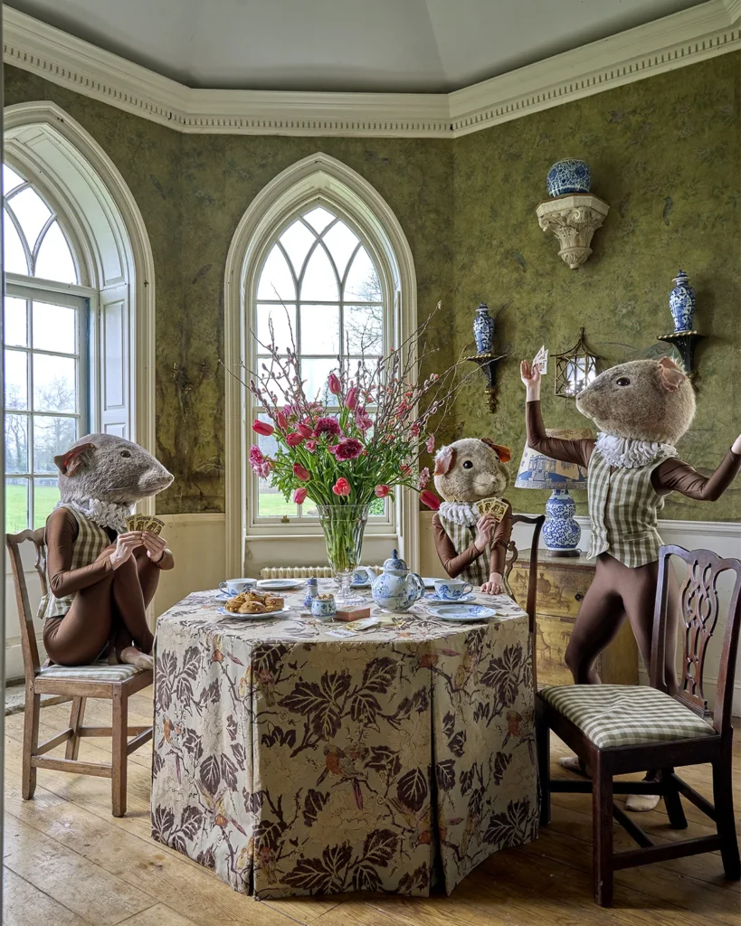 Dining Room with Mice - Songbird Sage - Sonoma Check Caper 3