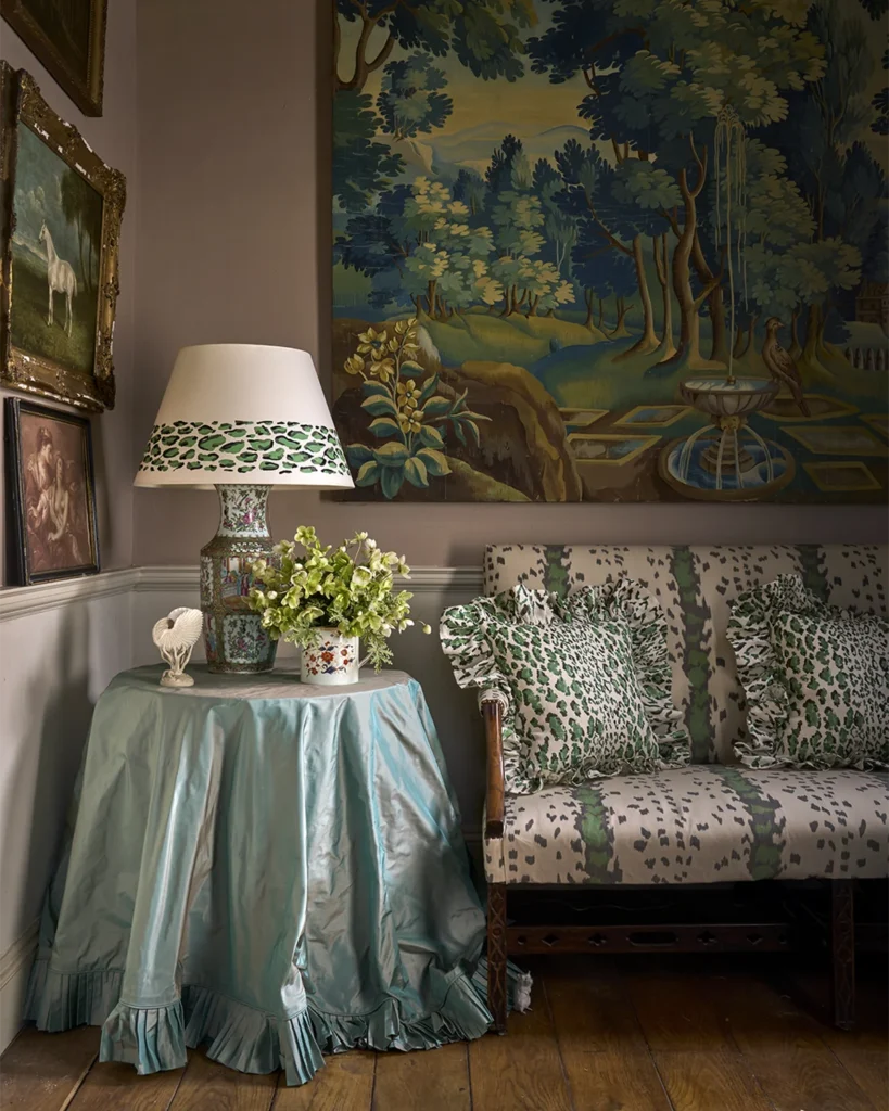 Sitting Room - Sabu on Linen Green - Duchamp Viridian 1
